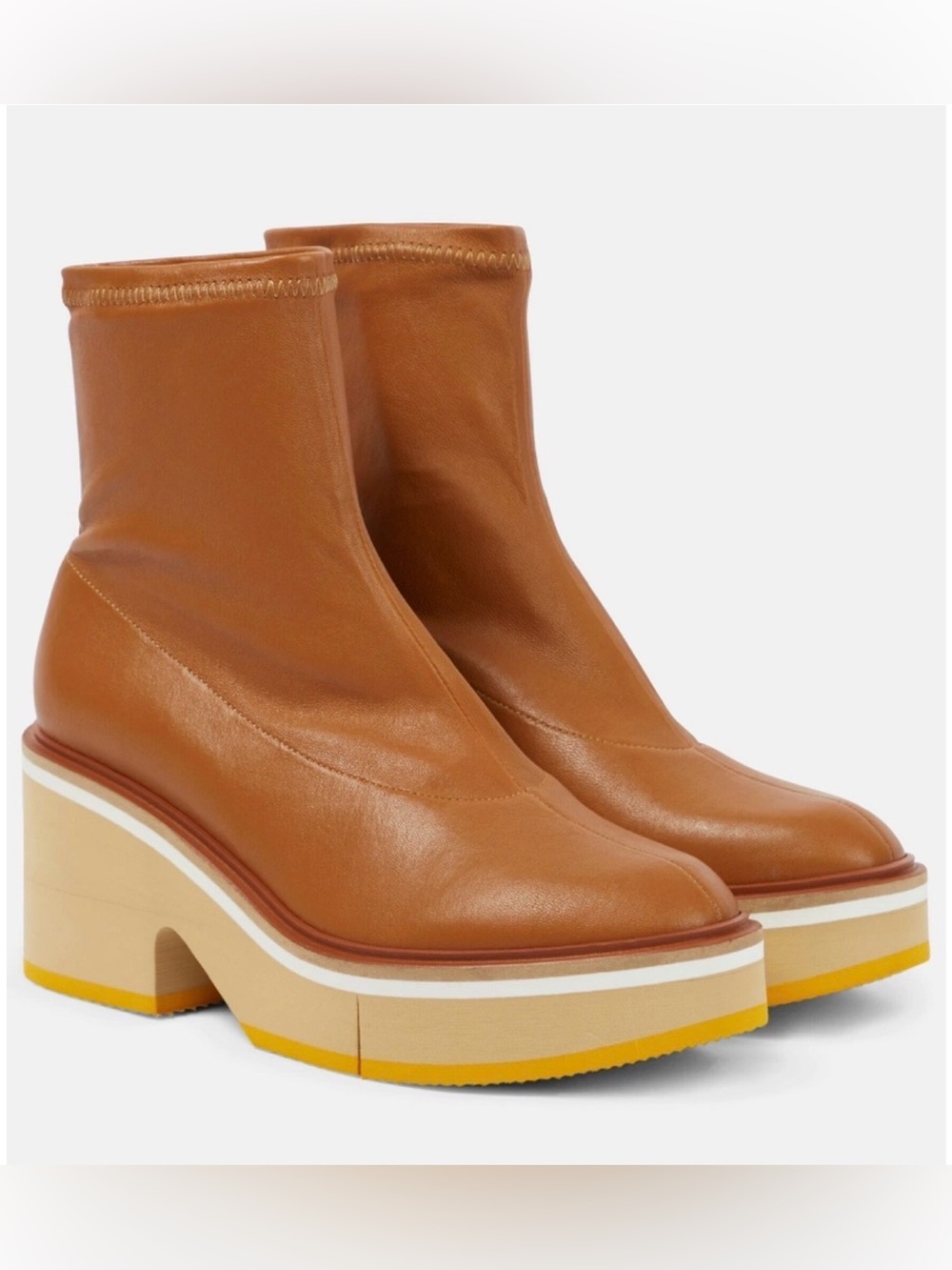 $725 Clergerie Albane Leather Women’s Brown Platform Ankle Boot Shoes Size US 9
